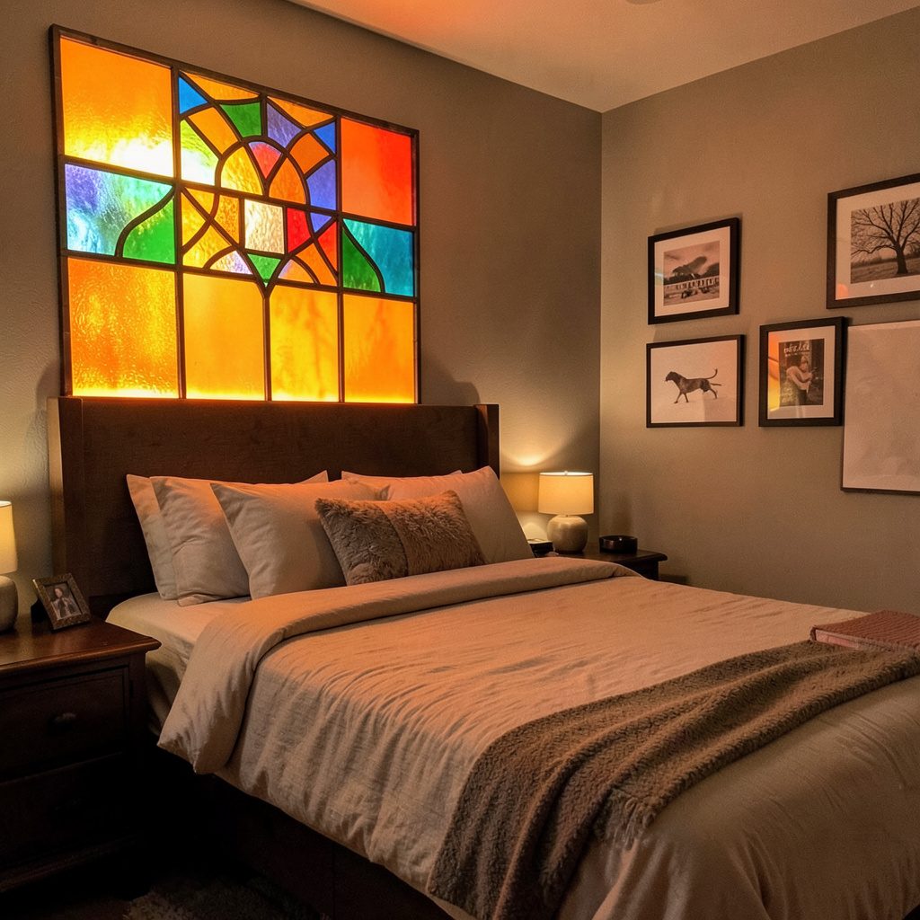 A sports-themed bedroom for kids with basketball hoop wall decor, jersey bedding, and energetic red and blue accents