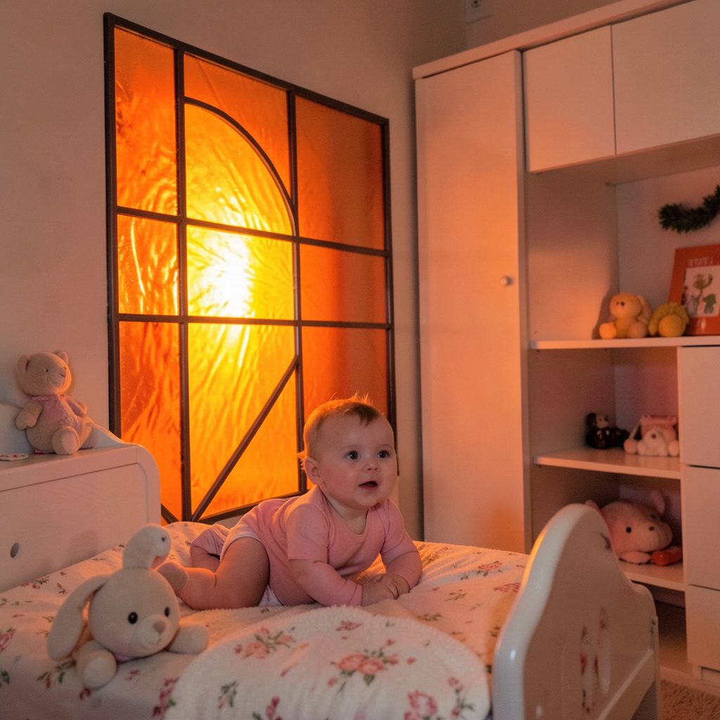 A cute baby boy room with soft gray walls, white crib, and woodland animal accents in gentle neutral tones